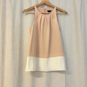 Theory Silk Blush and White Pleated Halter Camisole